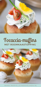 Focaccia-muffins met roomkaastopping Pinterest