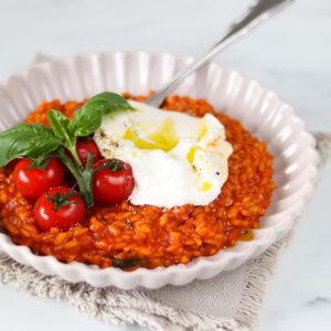 Recept tomaten risotto met burrata
